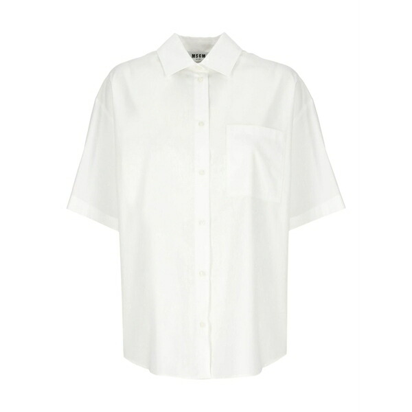 エムエスジイエム レディース プルオーバー トップス Patch-pocket shirt White