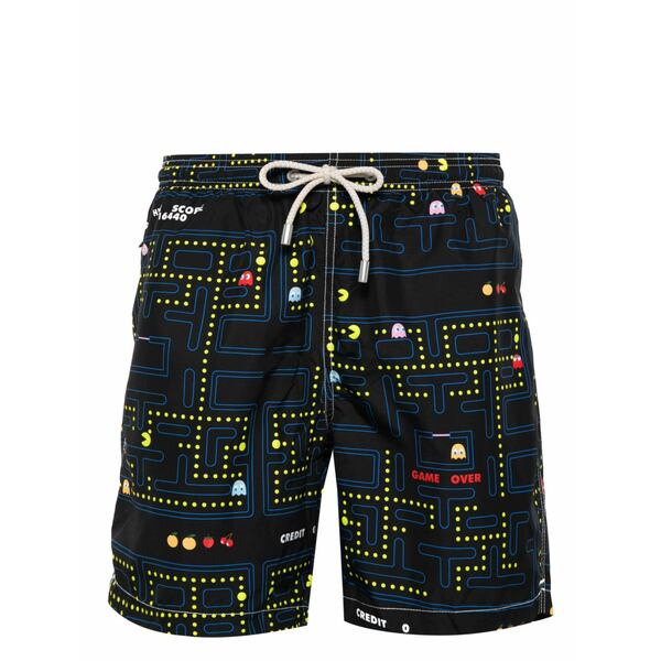 エムシーツーセイントバース メンズ 心地よいズボン下 ボトムス Lightning printed swim shorts Black