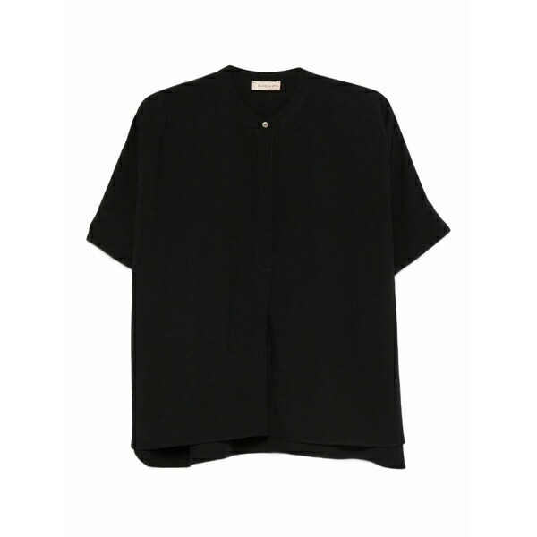 ブランカ ヴィータ レディース プルオーバー トップス Button-fastening short-sleeve shirt Black