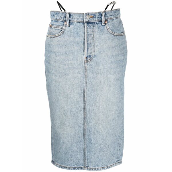 アレキサンダーワン レディース ジーンズズボン下 ボトムス Thong-strap denim MIDI skirt Blue