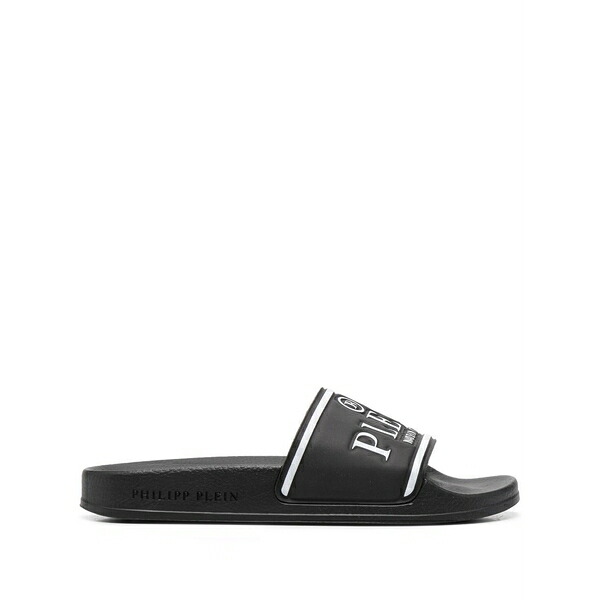 フィリップ飾り気のない メンズ サンダル シューズ Logo print slides  Black
