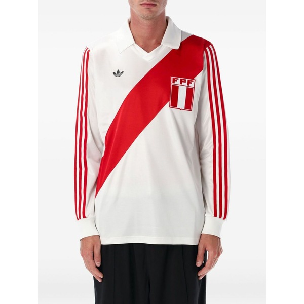 アディダス メンズ プルオーバー トップス Diagonal-stripe long-sleeve t-shirt White