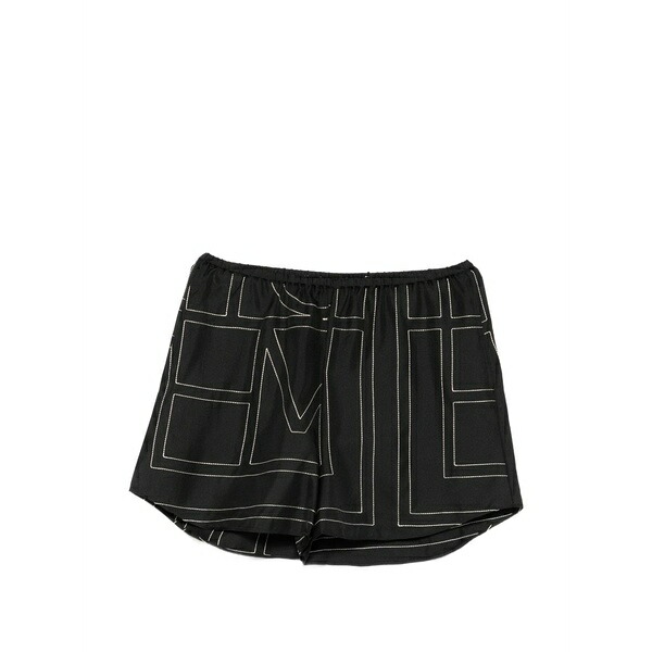 トーテム レディース 心地好いズボン下 ボトムス Topstitched silk shorts Black