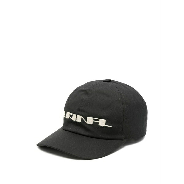 リックオウエンス メンズ かぶり笠 佩び物 Embroidered-logo baseball cap Black