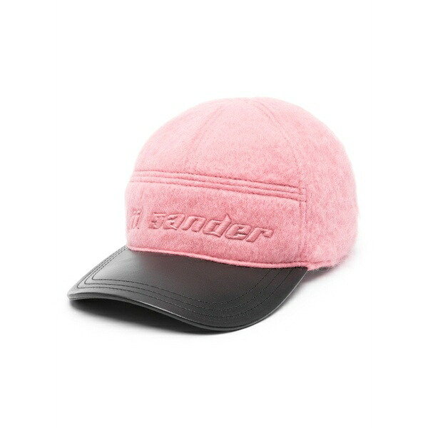 ジル・サンダー レディース 鳥打ち帽 付属物 Logo-embroidered brushed baseball cap Pink