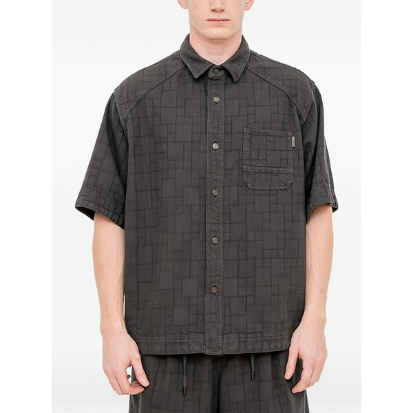 ジュン・ジー メンズ プルオーバー トップス Geometric-patterned short-sleeved shirt Grey