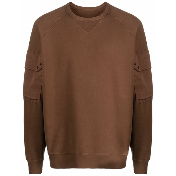 テンシー メンズ パーカー・スウェットシャツ アウター Logo-appliqu￡ panelled cotton sweatshirt Brown