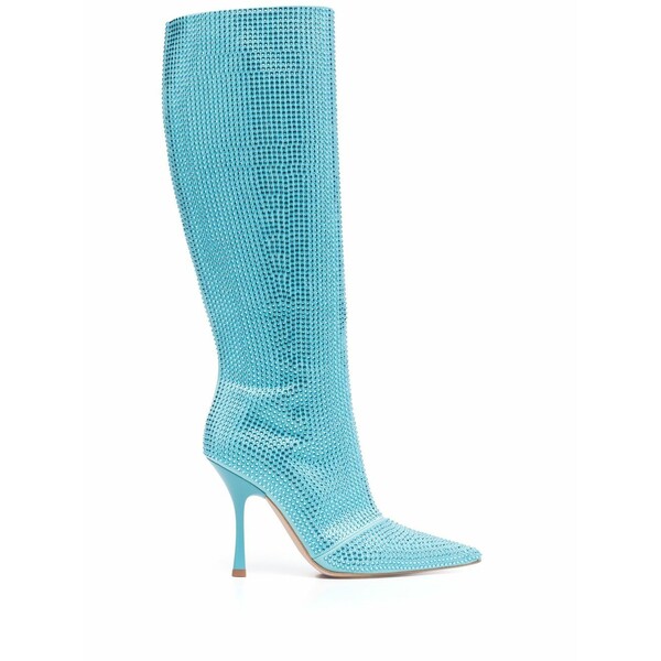 リュージョー レディース ブーツ シューズ Crystal-embellished pointed-toe boots Blue
