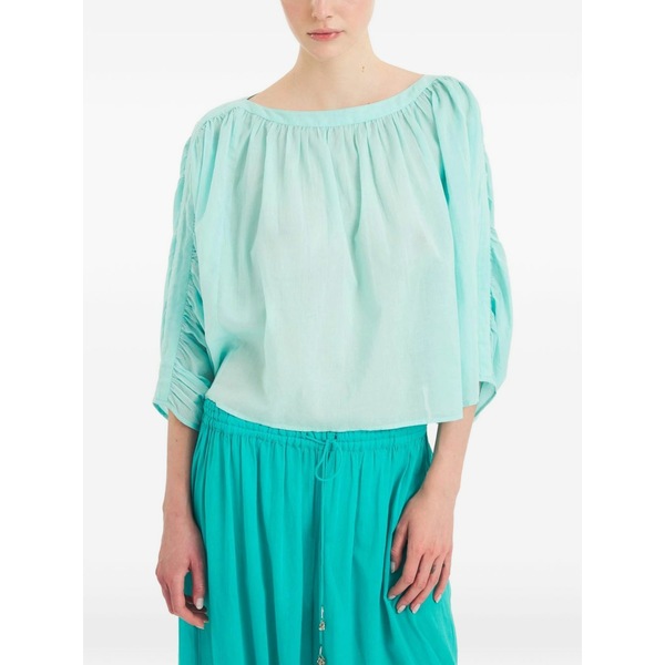 アンティックバティック レディース プルオーバー トップス Fruti ruched-sleeve boat-neck top Blue