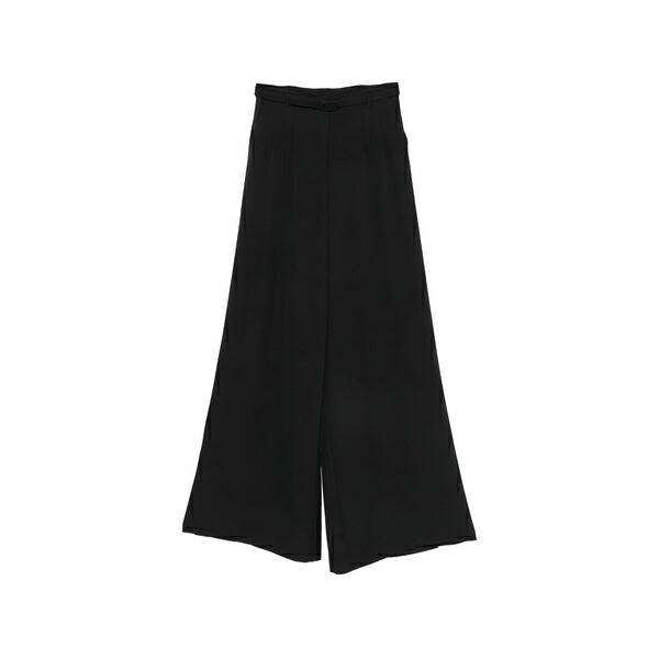 インペリアル レディース 心地好いズボン下 ボトムス Belted wide-leg trousers Black