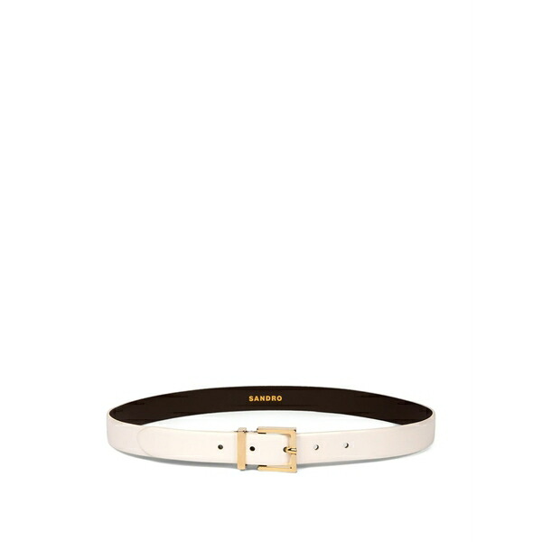砂子ロ レディース 三尺帯 添え物 Square-buckle leather belt White