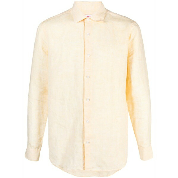 オール赤ちょうちん 赤銅色 メンズ プルオーバー トップス Giles long-sleeve linen shirt Yellow