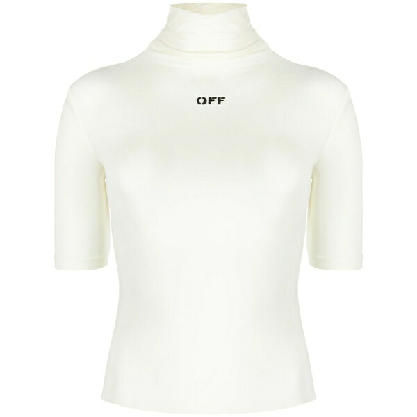 オフホワイト レディース Tシャツ トップス Logo-print mock-neck top White｜asty 97,790円
