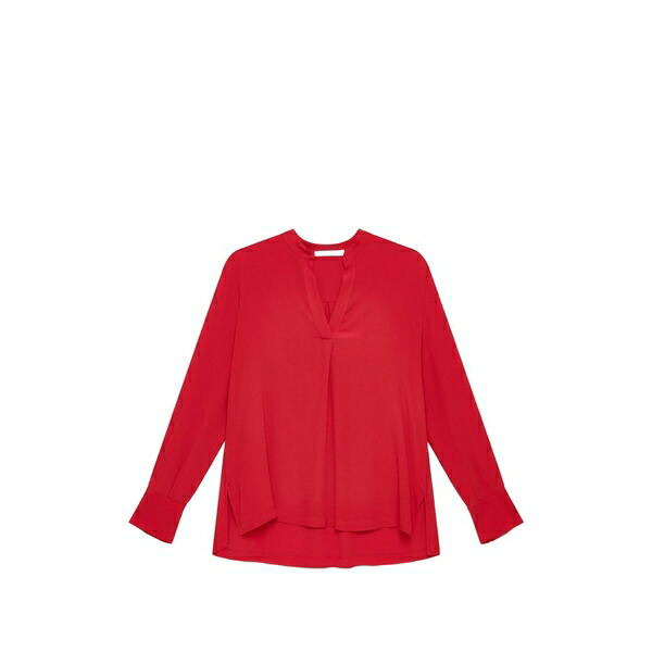 マリパルミ レディース ティーシャツ トップス Fluid v-neck blouse Red