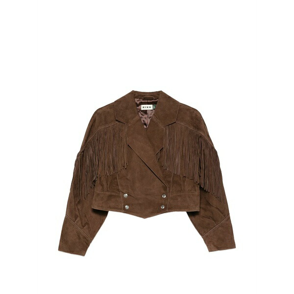 リキソー レディース 上衣＆上衣 アウター Darragh fringed cropped jacket Brown