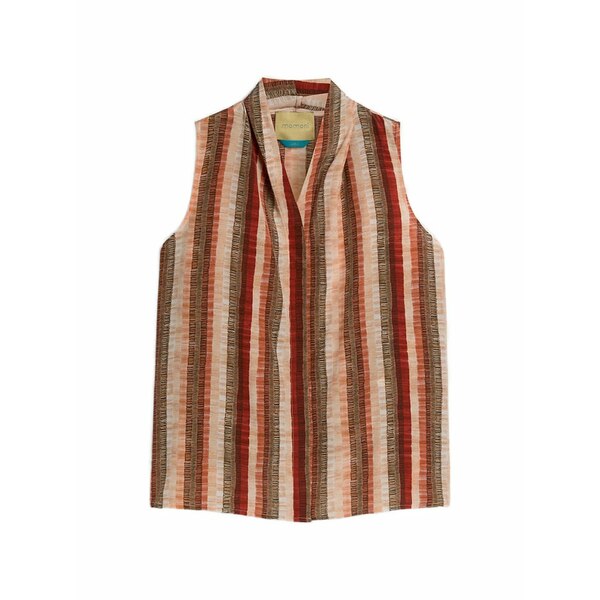 モモン レディース プルオーバー トップス Kiri striped v-neck shirt Orange