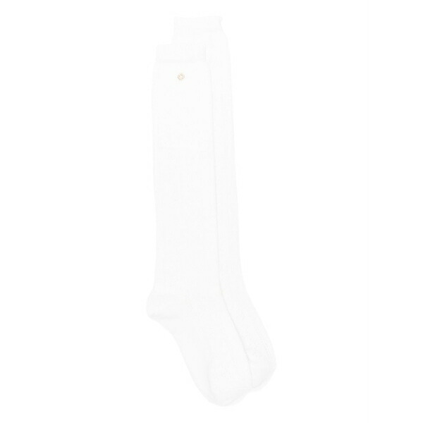 マージュ レディース ソックス アンダー御召しもの Flower appliqu￡ socks White