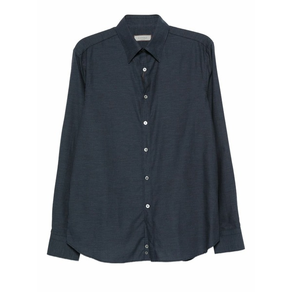 カナーリ メンズ プルオーバー トップス Cotton shirt Blue