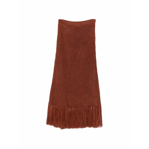 プランシー レディース スコート ボトムス Fringe-trim open-knit maxi skirt Brown