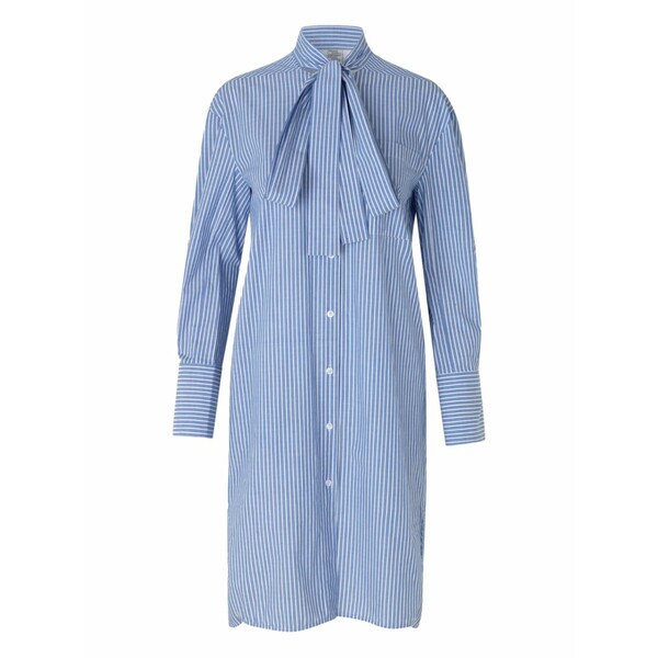 バウムウンドヘルガーデン レディース 衣裳 トップス Stripe tie-neck MIDI shirt dress Blue
