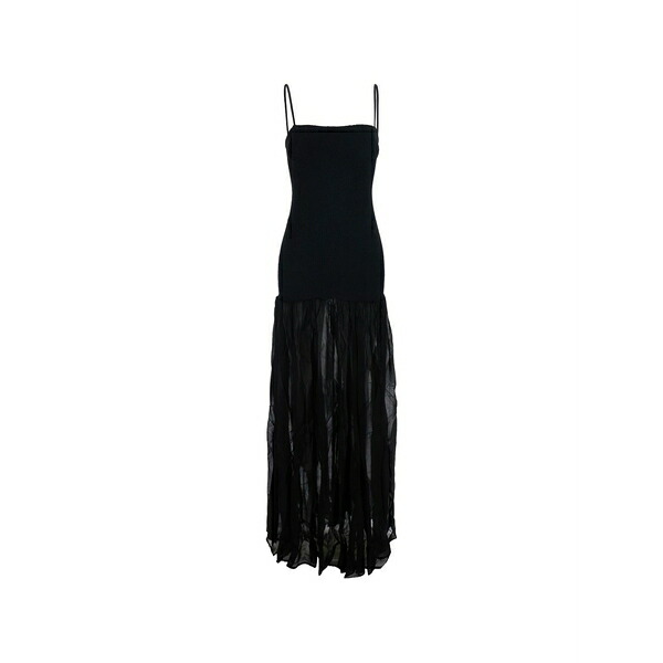 フンザ・ジー レディース 衣裳 トップス Hybrid crinkled-finish flared maxi dress Black