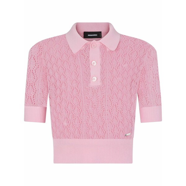 ディースクエアード レディース スポーツシャツ トップス Pointelle-knit cropped polo top Pink