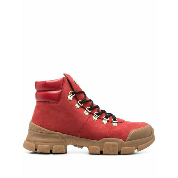 優しいこと モスキーノ レディース ブーツ シューズ Logo-plaque 50粍 hiking boots  Red