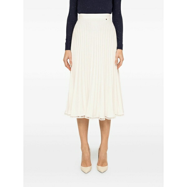 ニッサ レディース スコート ボトムス High-waist pleated MIDI skirt White