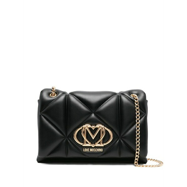 優しいこと モスキーノ レディース ショルダーバッグ 御徒面子 Quilted logo-plaque shoulder bag Black