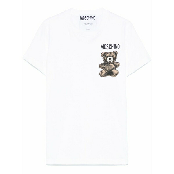 モスキーノ レディース プルオーバー トップス Leo teddy-print t-shirt    White