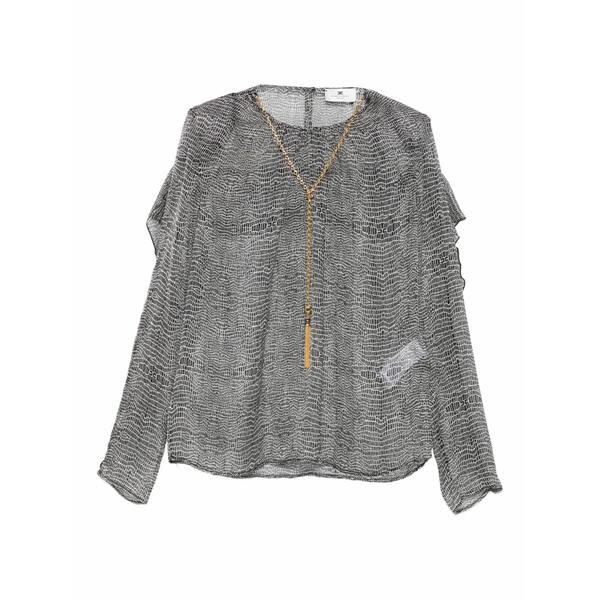 エリザベスフランキ レディース ティーシャツ トップス Ruffled animal-print top Black