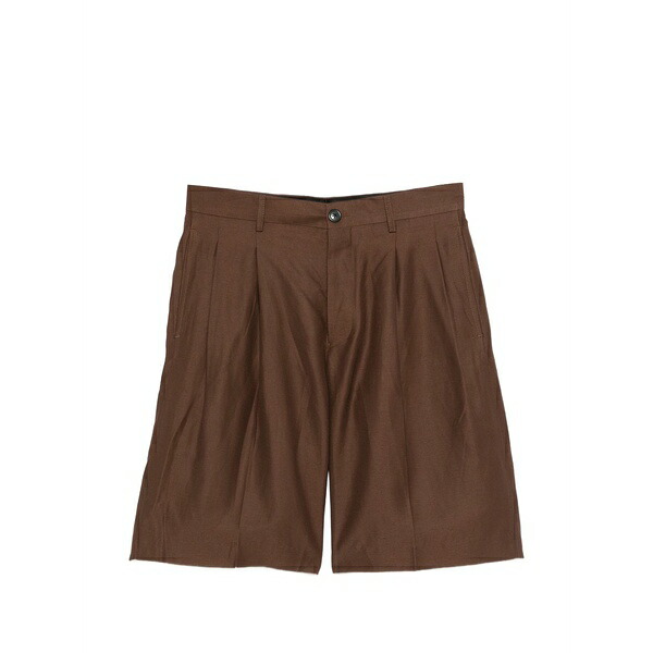 ラネウス メンズ 心地好いズボン下 ボトムス Pleated shorts Brown