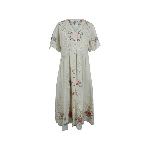 シー レディース 衣裳 トップス Astrid floral-embroidered MIDI dress Neutrals