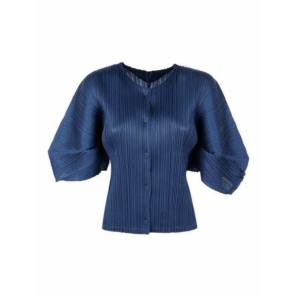 筋目 プリーズ イッセイ ミヤケ レディース ティーシャツ トップス Pliss￡-effect shirt Blue