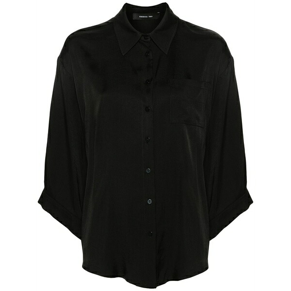 フェデリカ・トシ レディース プルオーバー トップス Box-pleat-detail twill shirt Black