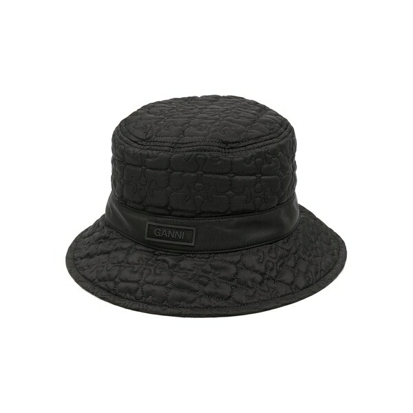 ガニー レディース 鳥打ち帽 付属物 Logo-patch quilted bucket hat Black