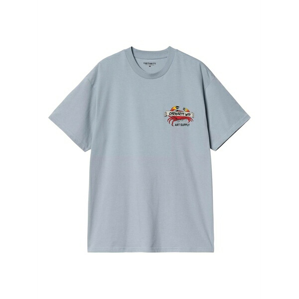 鉄道車両ハート型 メンズ ティーシャツ トップス Crab paint t-shirt Blue