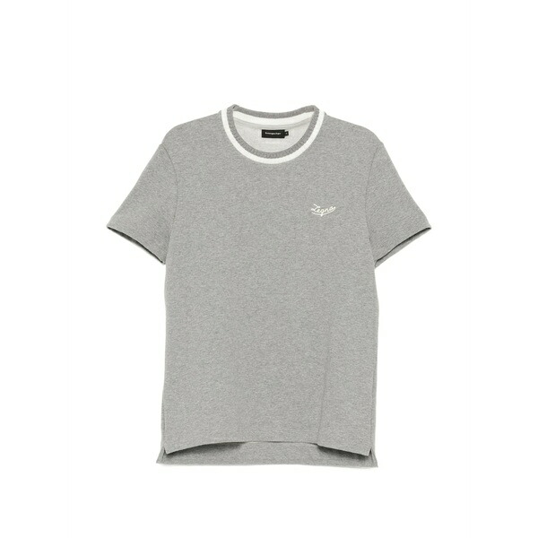 ゼニア メンズ ティーシャツ トップス Logo-embroidered t-shirt Grey