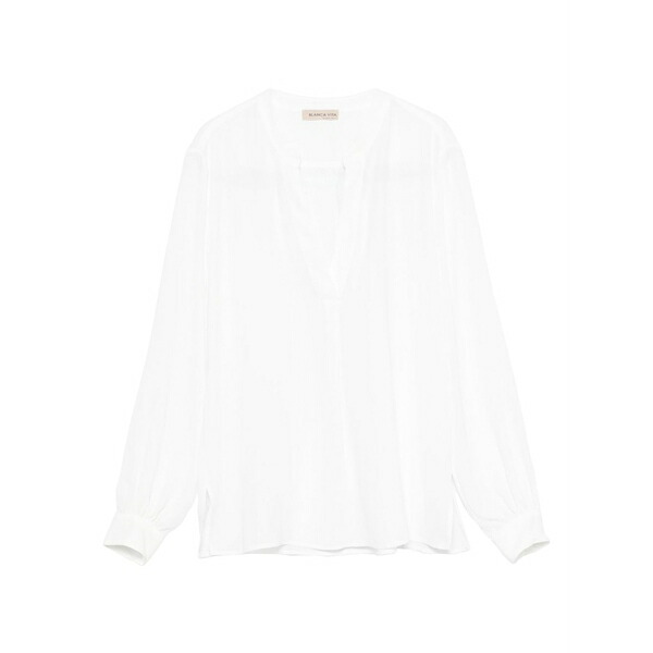 ブランカ ヴィータ レディース プルオーバー トップス V-neck long-sleeve top White