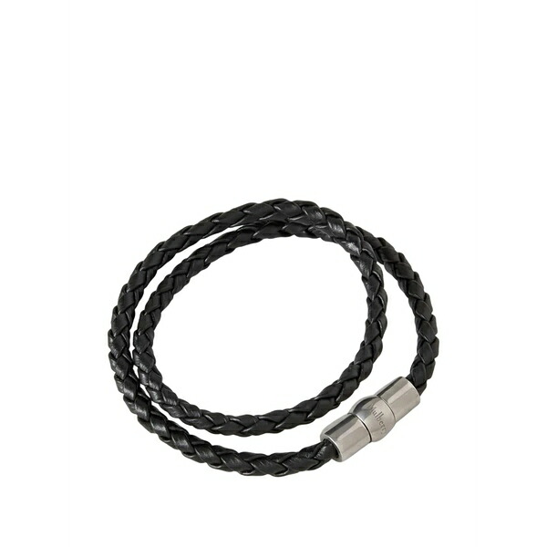 マル木ノ実 メンズ ブレスレット・バングル・アンクレット 付属物 Iris double woven leather bracelet Black