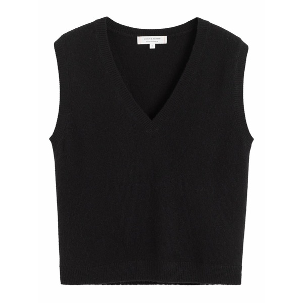 チンティアンドパーカー レディース カットソー トップス V-neck cashmere top Black