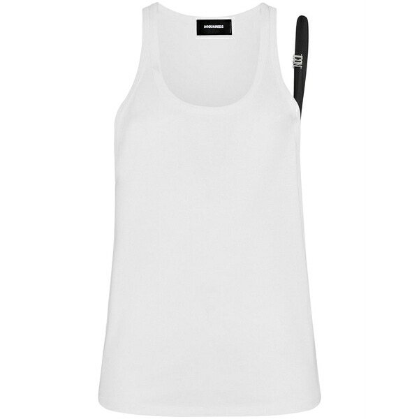 ディースクエアード メンズ カットソー トップス Icon strap-detailed tank top White