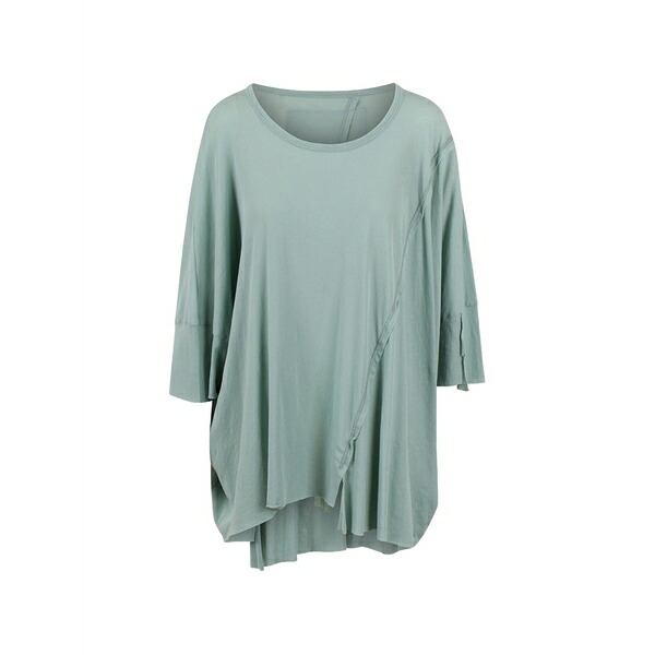 黒いこと 付け札 レディース プルオーバー トップス Asymmetric seam-detail t-shirt Green