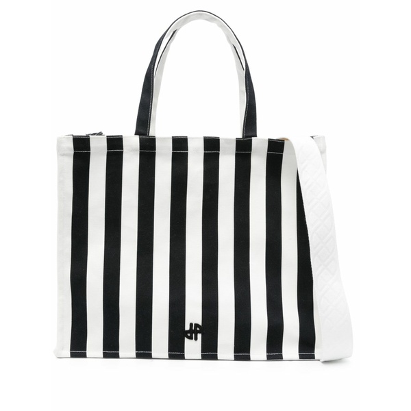 ジャンパトゥ レディース トートバッグ 御徒面子 Large jp striped canvas tote bag White