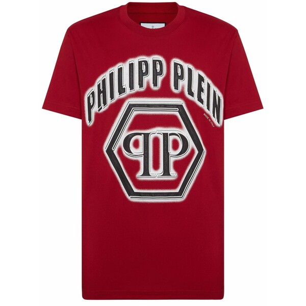 フィリップ飾り気のない メンズ ティーシャツ トップス Logo-print cotton t-shirt Red