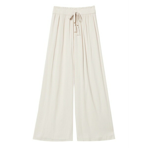 ツイン書き割り レディース 心地よいズボン下 ボトムス Crepon palazzo trousers Neutrals