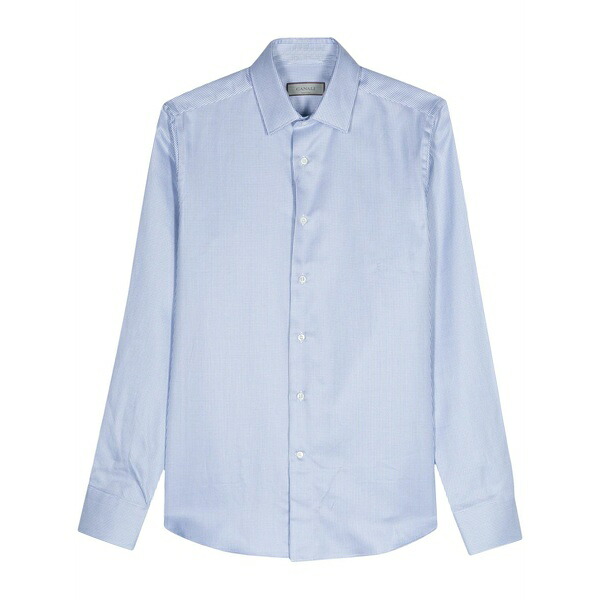 カナーリ メンズ ティーシャツ トップス Geometric-pattern cotton shirt  Blue