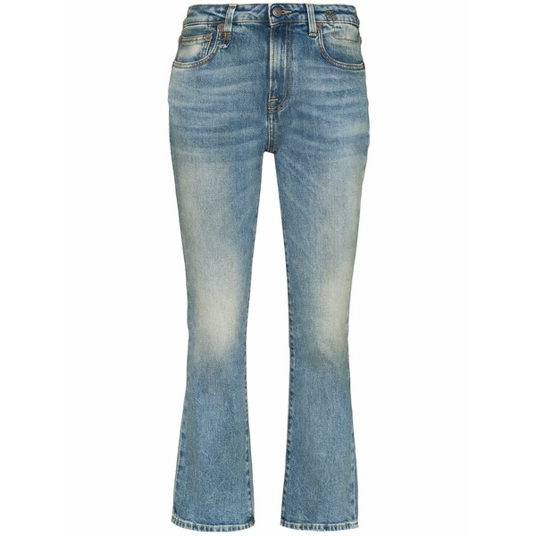 アールサーティーン レディース ジーンズズボン下 ボトムス Mid-rise flared jeans Blue