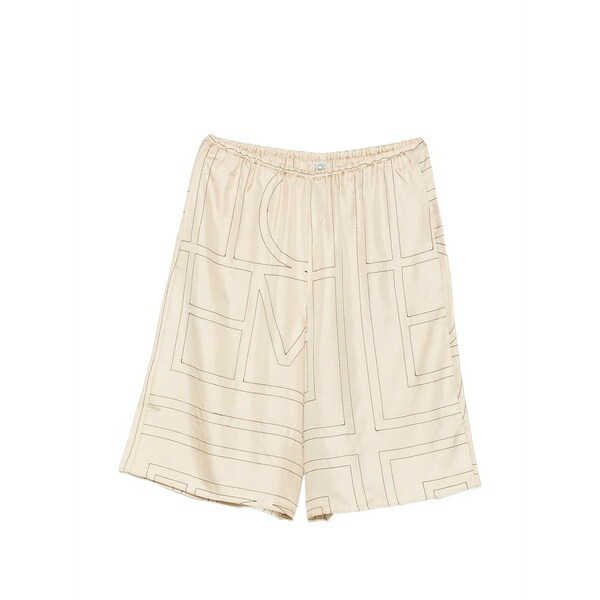 トーテム レディース 心地よいズボン下 ボトムス Monogram-embroidered culottes Neutrals