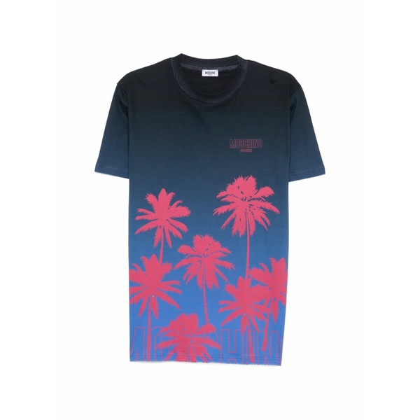 モスキーノ メンズ ティーシャツ トップス Palm-tree-print ombr￡ t-shirt Blue